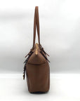 Michael Kors Brown Saffiano Leather Charlotte Top Zip Tote Bag