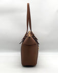 Michael Kors Brown Saffiano Leather Charlotte Top Zip Tote Bag