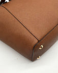 Michael Kors Brown Saffiano Leather Charlotte Top Zip Tote Bag