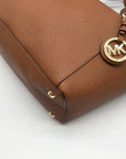 Michael Kors Brown Saffiano Leather Charlotte Top Zip Tote Bag