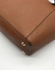 Michael Kors Brown Saffiano Leather Charlotte Top Zip Tote Bag