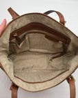 Michael Kors Brown Saffiano Leather Charlotte Top Zip Tote Bag