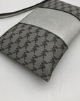 Michael Kors Silver and Gray Pebbled Leather Center Stripe Large Zip Wristlet