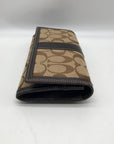 Coach Brown Canvas And Leather Monogram Trifold Wallet