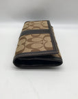 Coach Brown Canvas And Leather Monogram Trifold Wallet