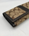 Coach Brown Canvas And Leather Monogram Trifold Wallet