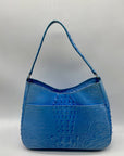 Brahmin Melbourne Blue Croc Embossed Leather Shoulder Bag