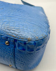 Brahmin Melbourne Blue Croc Embossed Leather Shoulder Bag