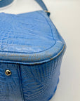Brahmin Melbourne Blue Croc Embossed Leather Shoulder Bag