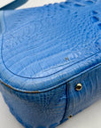 Brahmin Melbourne Blue Croc Embossed Leather Shoulder Bag