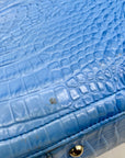 Brahmin Melbourne Blue Croc Embossed Leather Shoulder Bag