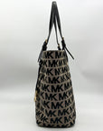 Michael Kors Beige & Black Signature Canvas Tote Bag