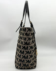 Michael Kors Beige & Black Signature Canvas Tote Bag