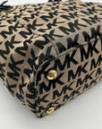 Michael Kors Beige & Black Signature Canvas Tote Bag