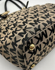 Michael Kors Beige & Black Signature Canvas Tote Bag