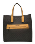 Michael Kors Brown And Marigold Canvas Large Kenly Tote Bag