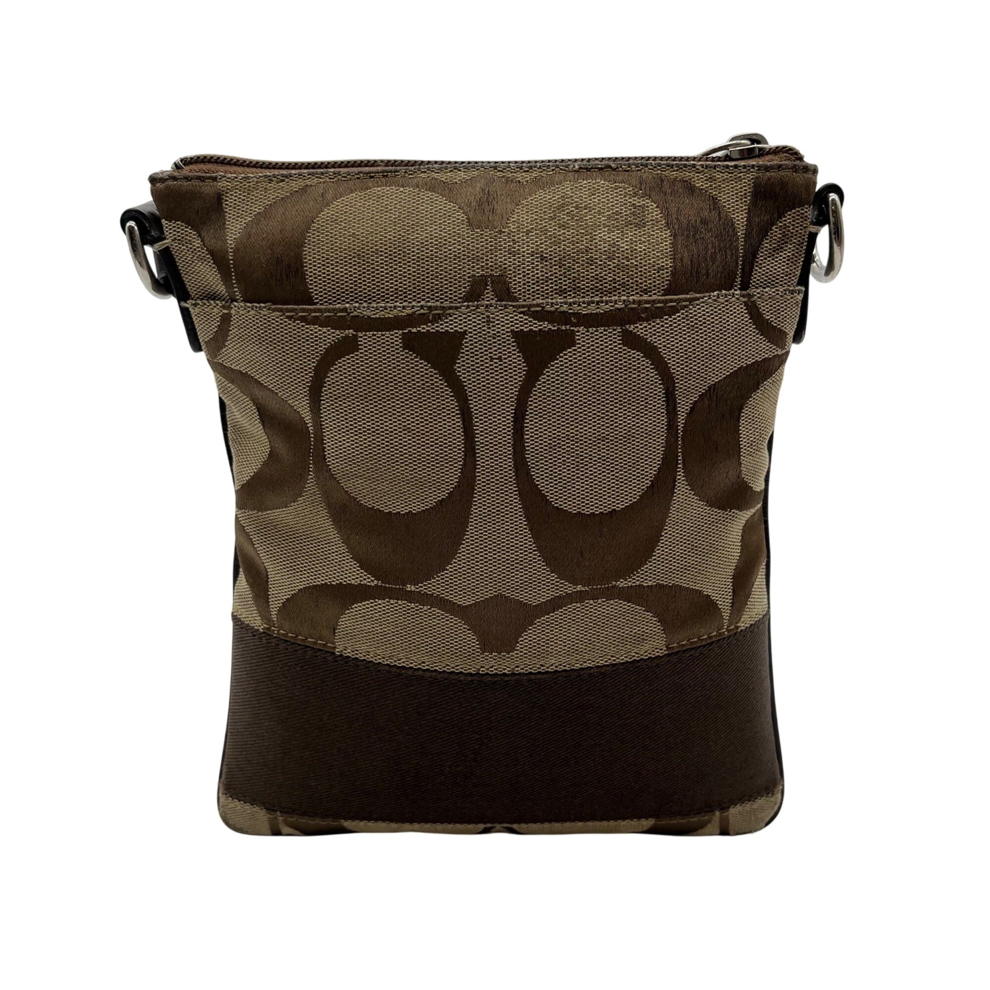 Coach Signature Canvas Tan & Brown Swing Logo Crossbody Bag