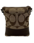 Coach Signature Canvas Tan & Brown Swing Logo Crossbody Bag