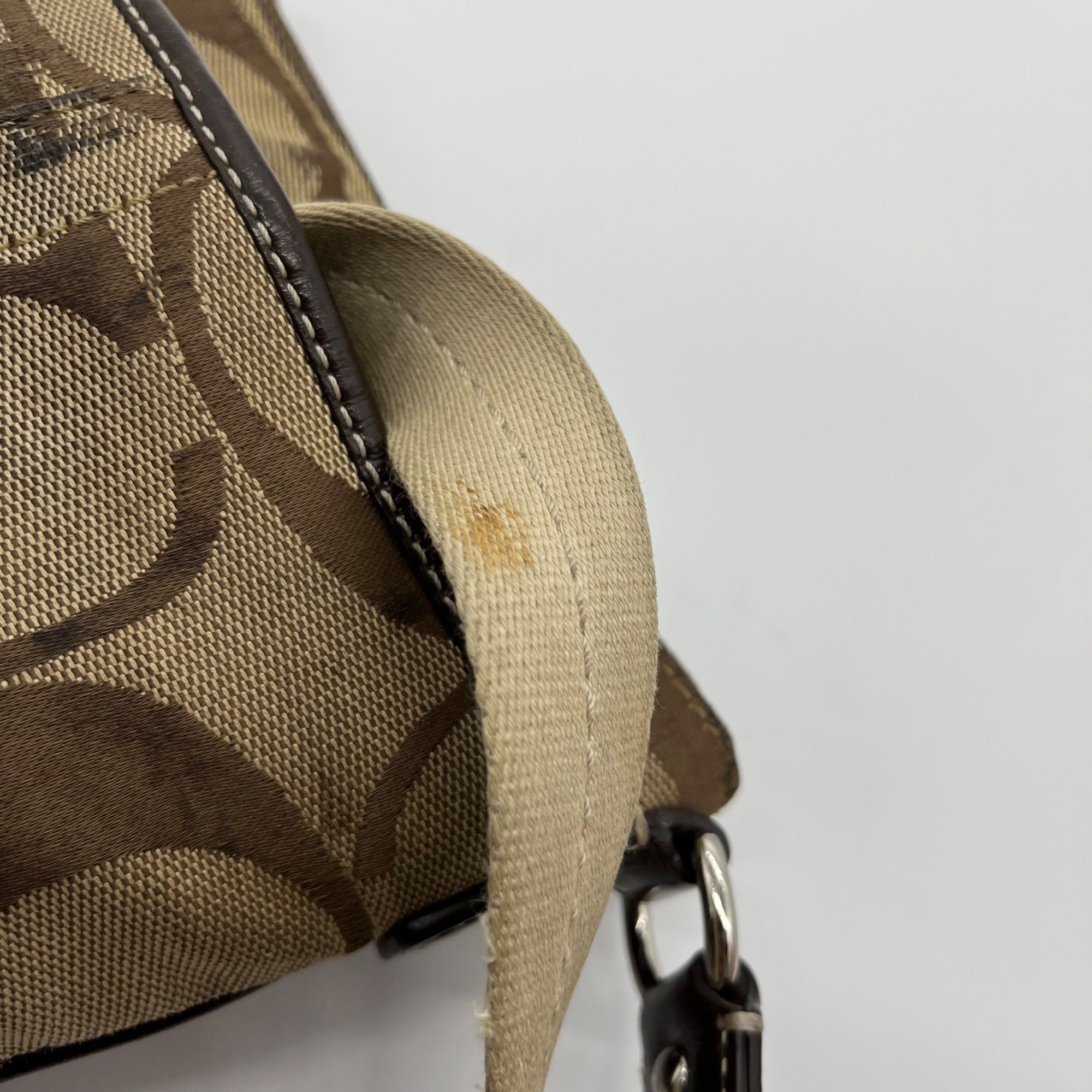 Coach Signature Canvas Tan & Brown Swing Logo Crossbody Bag