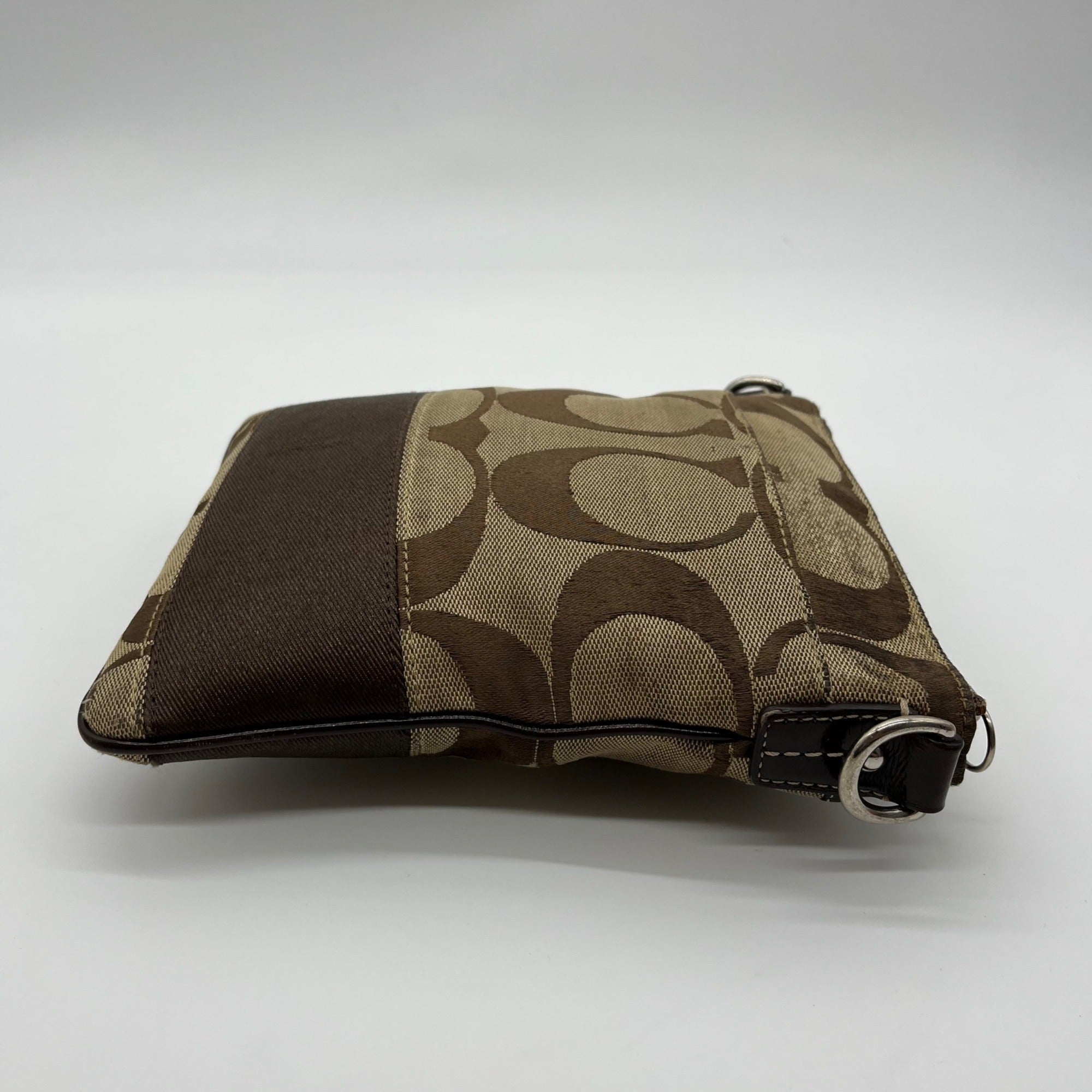 Coach Signature Canvas Tan & Brown Swing Logo Crossbody Bag