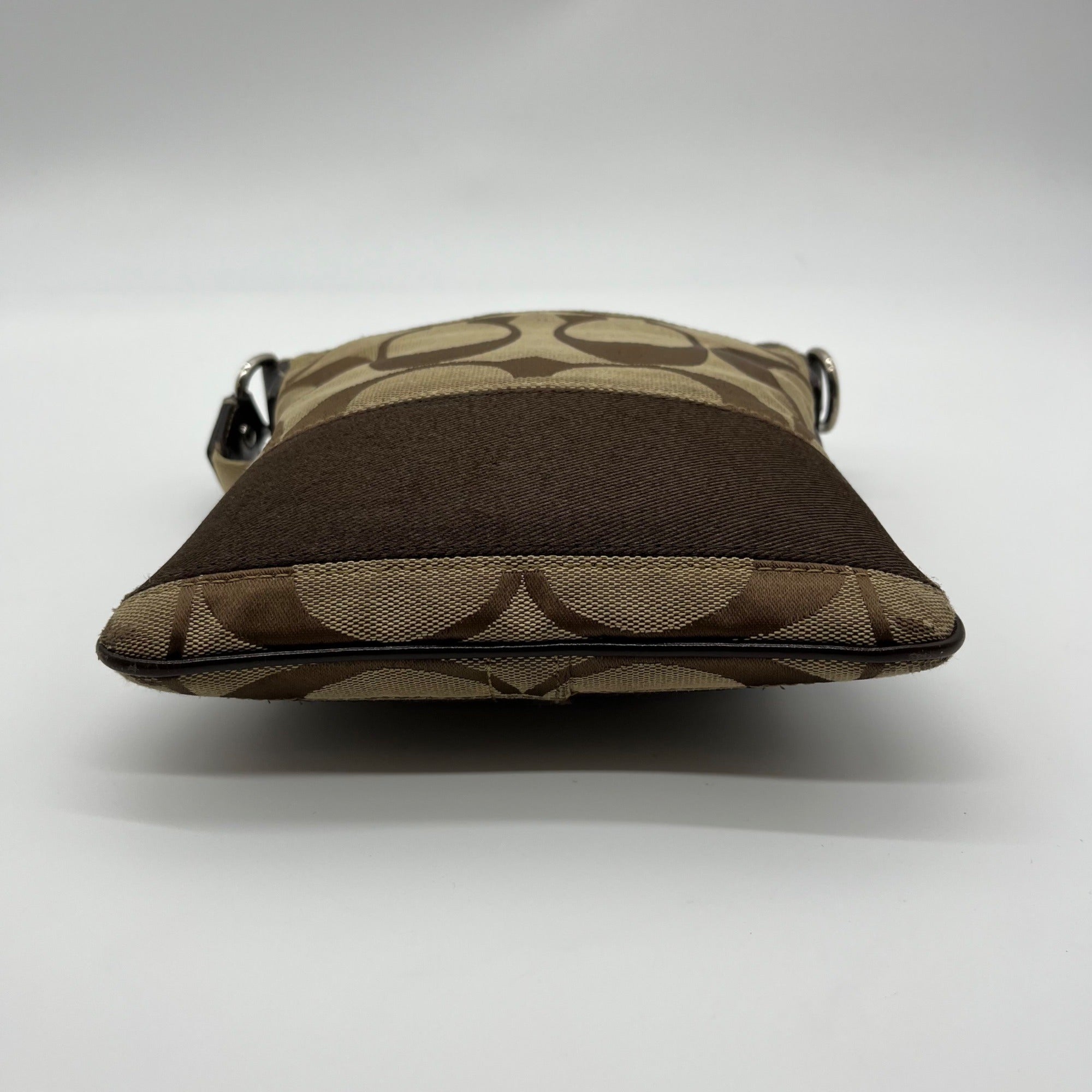 Coach Signature Canvas Tan & Brown Swing Logo Crossbody Bag
