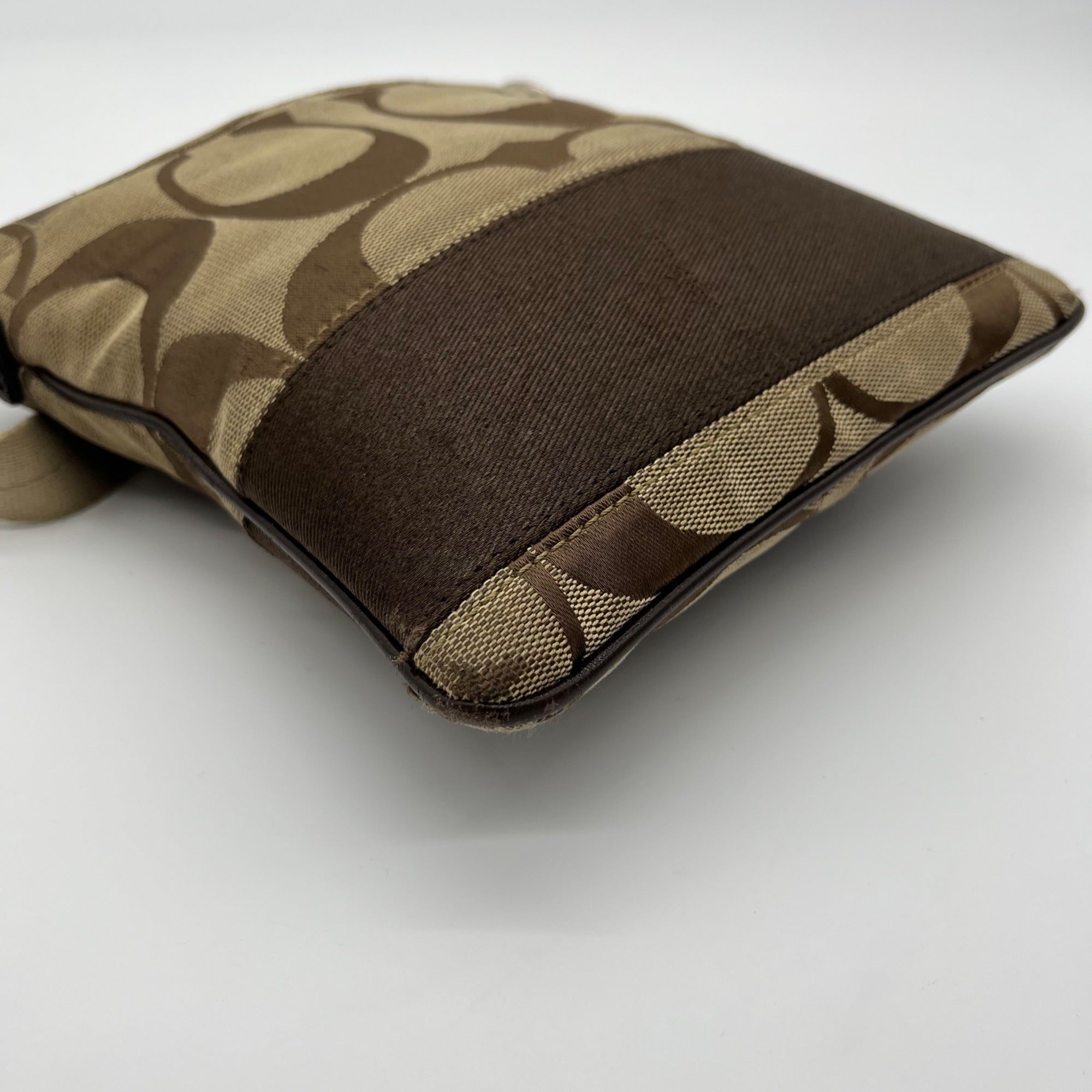 Coach Signature Canvas Tan & Brown Swing Logo Crossbody Bag