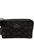 Coach Black Signature Canvas Double Zip Boxed Wristlet
