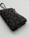 Coach Black Signature Canvas Double Zip Boxed Wristlet