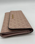 Michael Kors Pink Coated Canvas Jet Set Travel Large Trifold Wallet