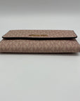 Michael Kors Pink Coated Canvas Jet Set Travel Large Trifold Wallet
