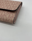 Michael Kors Pink Coated Canvas Jet Set Travel Large Trifold Wallet