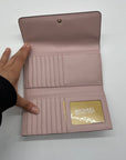 Michael Kors Pink Coated Canvas Jet Set Travel Large Trifold Wallet