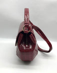Emporio Armani Burgundy Croc Embossed Leather Crossbody Bag