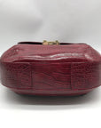 Emporio Armani Burgundy Croc Embossed Leather Crossbody Bag