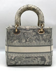 Christian Dior Gray & White Canvas D-Light Satchel Bag