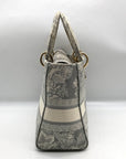 Christian Dior Gray & White Canvas D-Light Satchel Bag