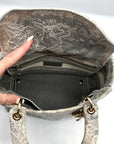 Christian Dior Gray & White Canvas D-Light Satchel Bag