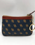 Dooney & Bourke Blue And Yellow Pebbled Grain Monogram Wallet