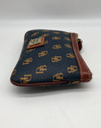 Dooney & Bourke Blue And Yellow Pebbled Grain Monogram Wallet