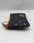 Dooney & Bourke Blue And Yellow Pebbled Grain Monogram Wallet