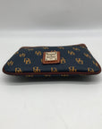 Dooney & Bourke Blue And Yellow Pebbled Grain Monogram Wallet