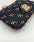Dooney & Bourke Blue And Yellow Pebbled Grain Monogram Wallet