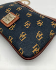 Dooney & Bourke Blue And Yellow Pebbled Grain Monogram Wallet