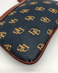 Dooney & Bourke Blue And Yellow Pebbled Grain Monogram Wallet