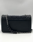 Badgley Mischka Black Beaded Quilted Diamond Faux Leather Crossbody