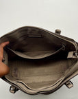 Tory Burch Grey Leather Emerson Small Top Zip Tote Bag
