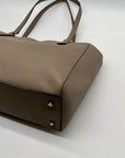 Tory Burch Grey Leather Emerson Small Top Zip Tote Bag