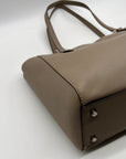 Tory Burch Grey Leather Emerson Small Top Zip Tote Bag