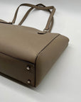 Tory Burch Grey Leather Emerson Small Top Zip Tote Bag