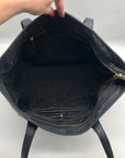 Tory Burch Blue Pebbled Leather Meyer Plaque Shoulder Bag